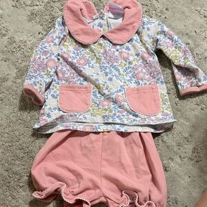 Charming Floral Kids Pajama Set with Pink Details